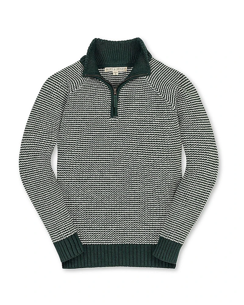 Hope & Henry Boys' Organic Long Sleeve Half Zip Raglan Ski Sweater - Little Kid, Big Kid