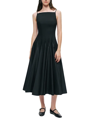 Nocturne Square Neck Pleated Midi Dress