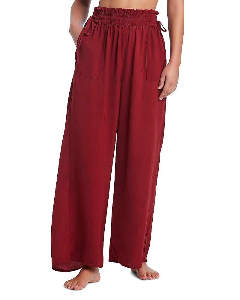 Red Carter Wide Leg Pants Swim Cover Up