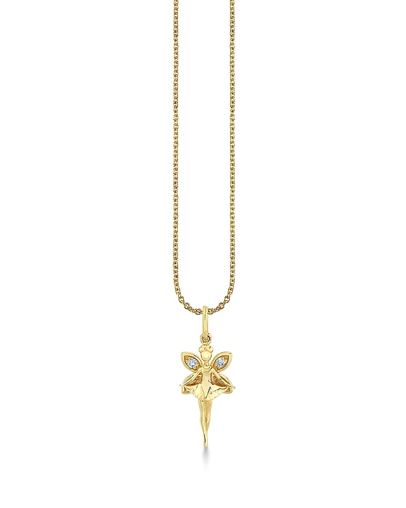 Sydney Evan 14K Yellow Gold Diamond Fairy Charm Necklace, 16