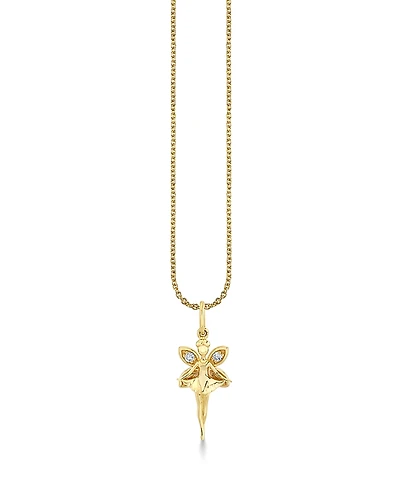 Sydney Evan 14K Yellow Gold Diamond Fairy Charm Necklace, 16