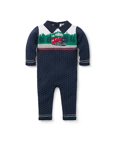 Janie and Jack Boys' Train Collared One-Piece - Baby