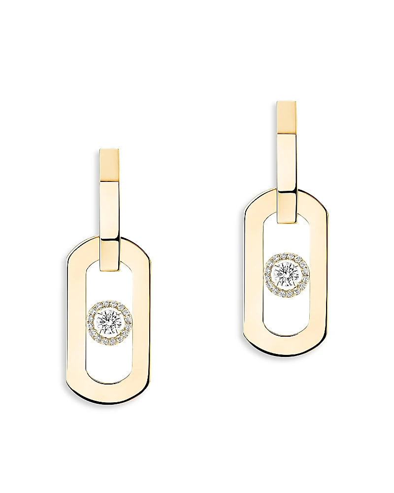 Messika 18K Yellow Gold So Move Diamond Halo Oval Drop Earrings