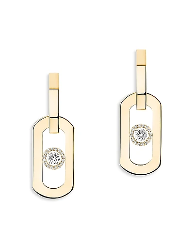 Messika 18K Yellow Gold So Move Diamond Halo Oval Drop Earrings