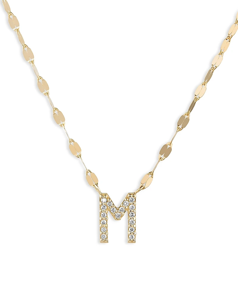 Lana 14K Yellow Gold Diamond Initial M Pendant Necklace, 18