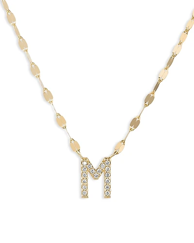 Lana 14K Yellow Gold Diamond Initial M Pendant Necklace, 18