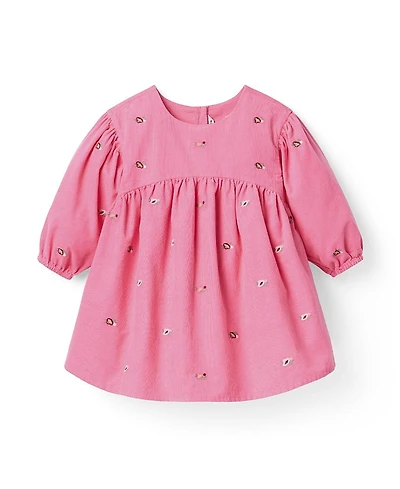 Janie and Jack Girls' The Floral Embroidered Corduroy Dress - Baby, Little Kid, Big Kid