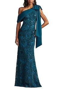 Tadashi Shoji Ishani Bow-Shoulder Gown