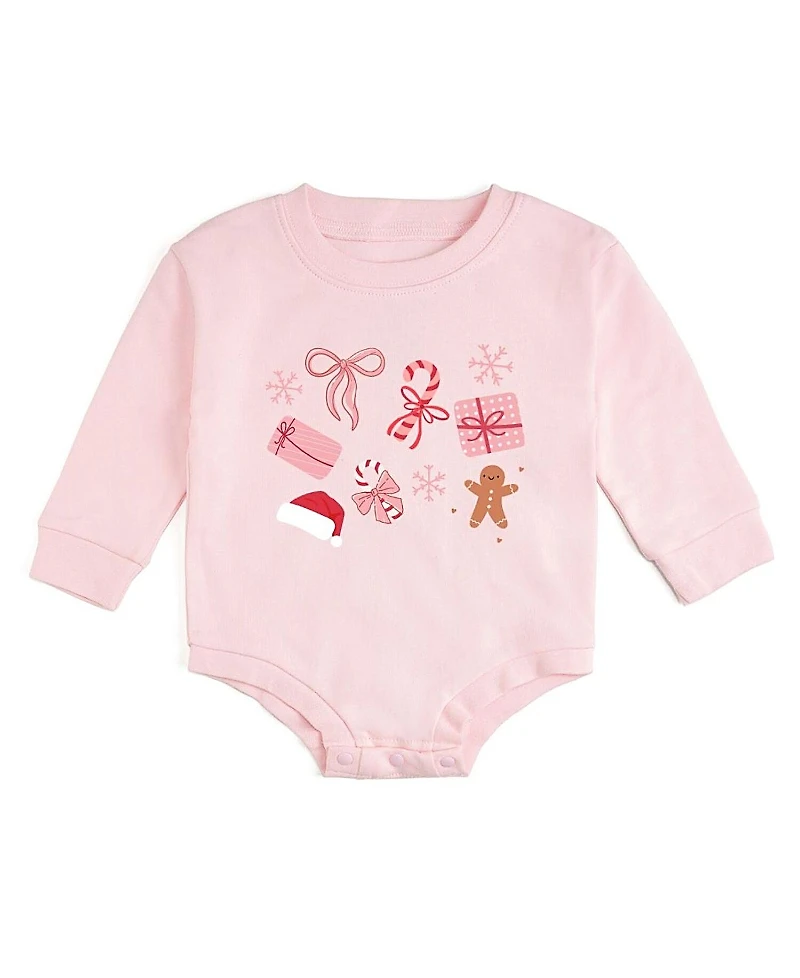 Sweet Wink Girls' Christmas Fun Long Sleeve Romper - Baby