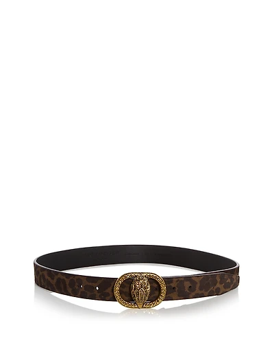Kurt Geiger London Women's Chelsea Leopard Suede & Leather Belt