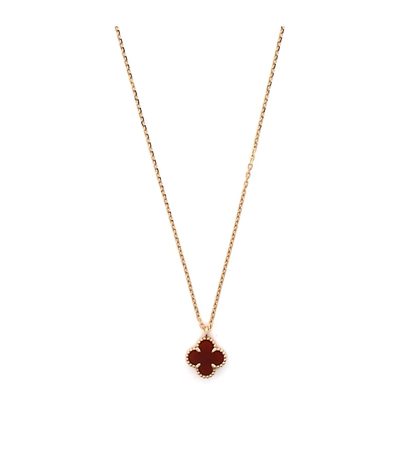 Pre-Owned Van Cleef & Arpels Sweet Alhambra Pendant Necklace 18K Rose Gold and Carnelian