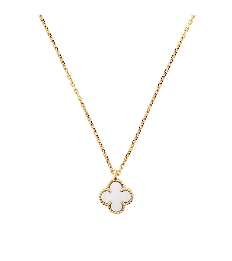Pre-Owned Van Cleef & Arpels Sweet Alhambra Pendant Necklace 18K Gold and Mother of Pearl, 15