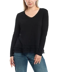 Wilt Clothing Mixed Media Ruffle Hem Tee