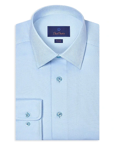 David Donahue Trim Fit Micro Diamond Dobby Dress Shirt