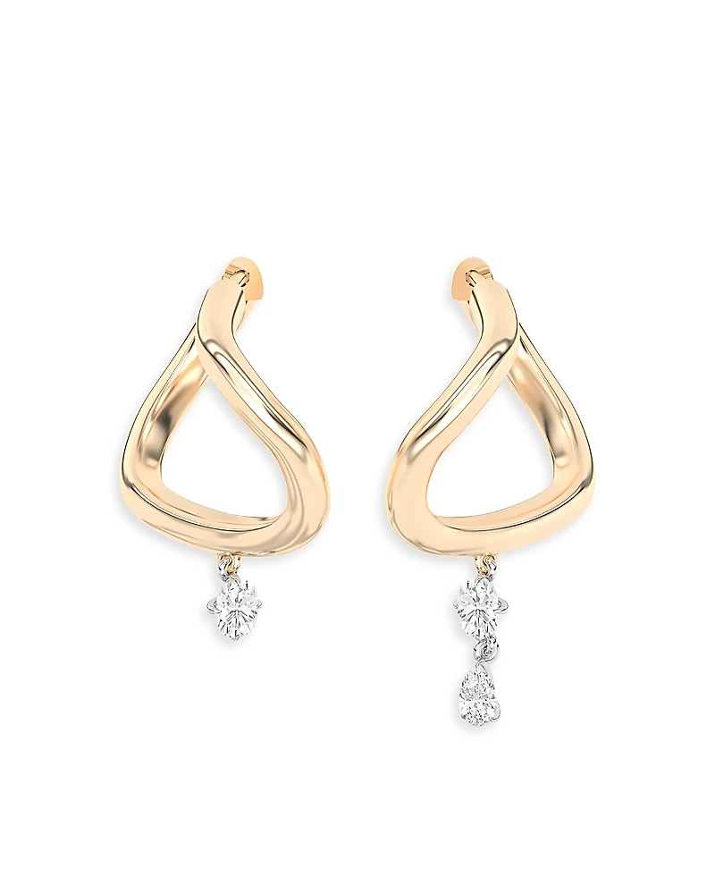 Shahla Karimi from the Luxe Collection Certified Lab Grown Diamond Pear & Cushion Asymmetric Gaude Curve Dangle Hoop Earrings