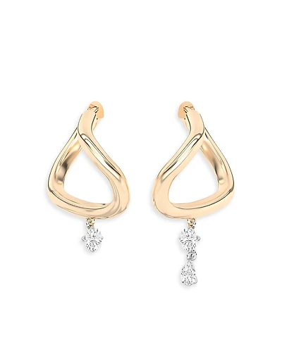 Shahla Karimi from the Luxe Collection Certified Lab Grown Diamond Pear & Cushion Asymmetric Gaude Curve Dangle Hoop Earrings