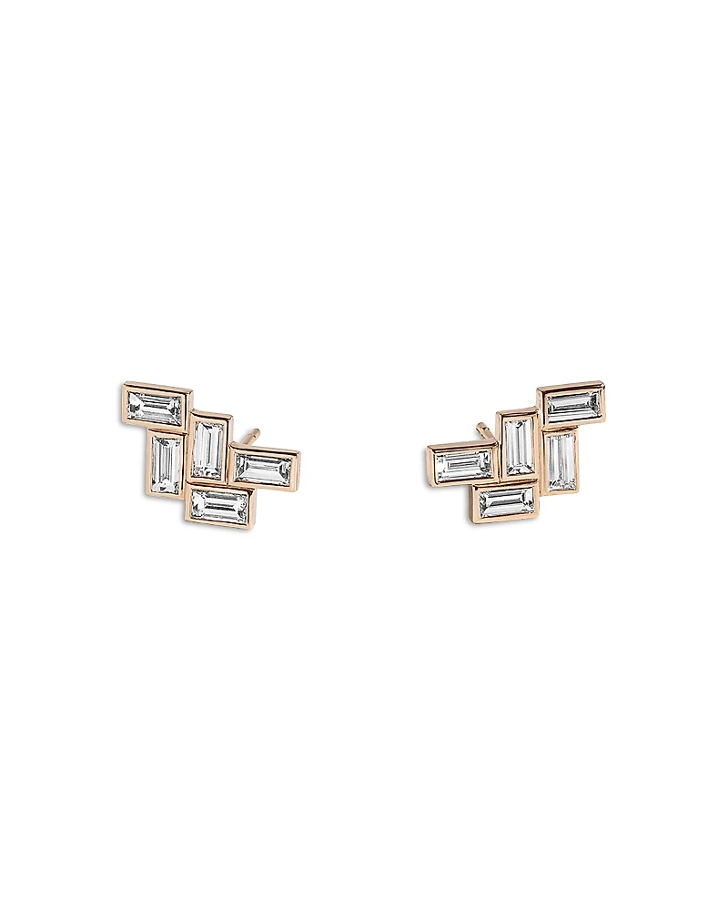 Shahla Karimi from the Luxe Collection Certified Lab Grown Diamond Mid Century Fallingwater Large Baguette Studs