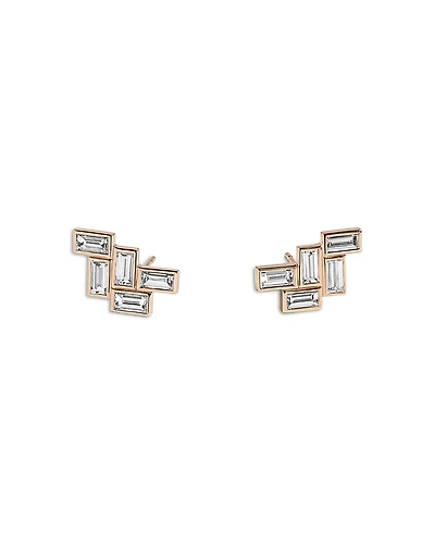 Shahla Karimi from the Luxe Collection Certified Lab Grown Diamond Mid Century Fallingwater Large Baguette Studs