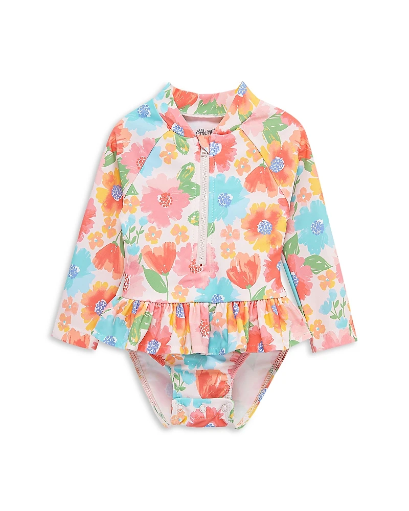 Little Me Girls' Multi Floral Rash Guard One Piece Swimsuit - Baby