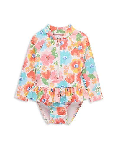 Little Me Girls' Multi Floral Rash Guard One Piece Swimsuit - Baby