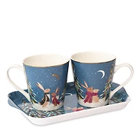 Portmeirion Sara Miller Woodland Tales Mug & Tray Set, French Blue