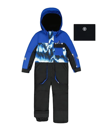 Deux par Boys' One-Piece Play Snowsuit with Print and Colorblocking - Little Kid