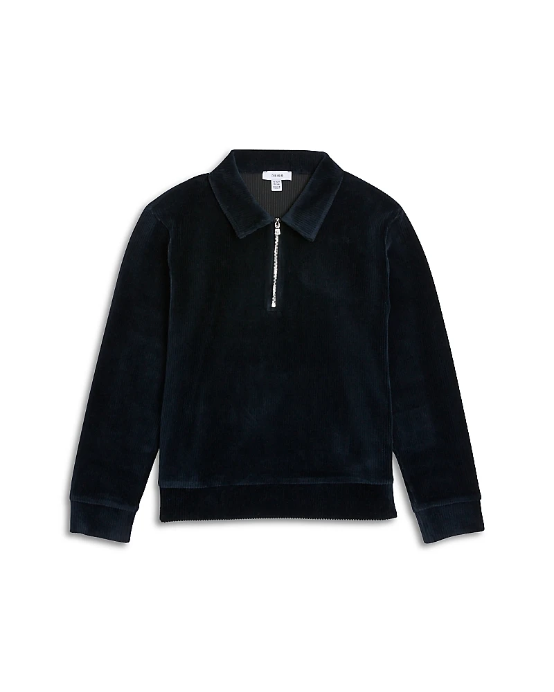 Reiss Boys' Corduroy Quarter Zip Polo Shirt