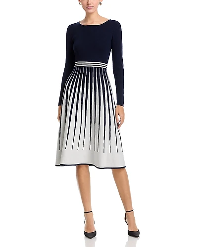 T Tahari Long Sleeve Round Neck Sweater Dress