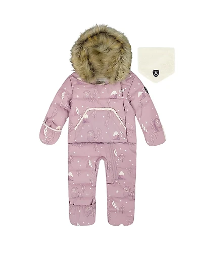 Deux par Girls' One-Piece Snug Snowsuit Designed for Car Seat Bear - Baby