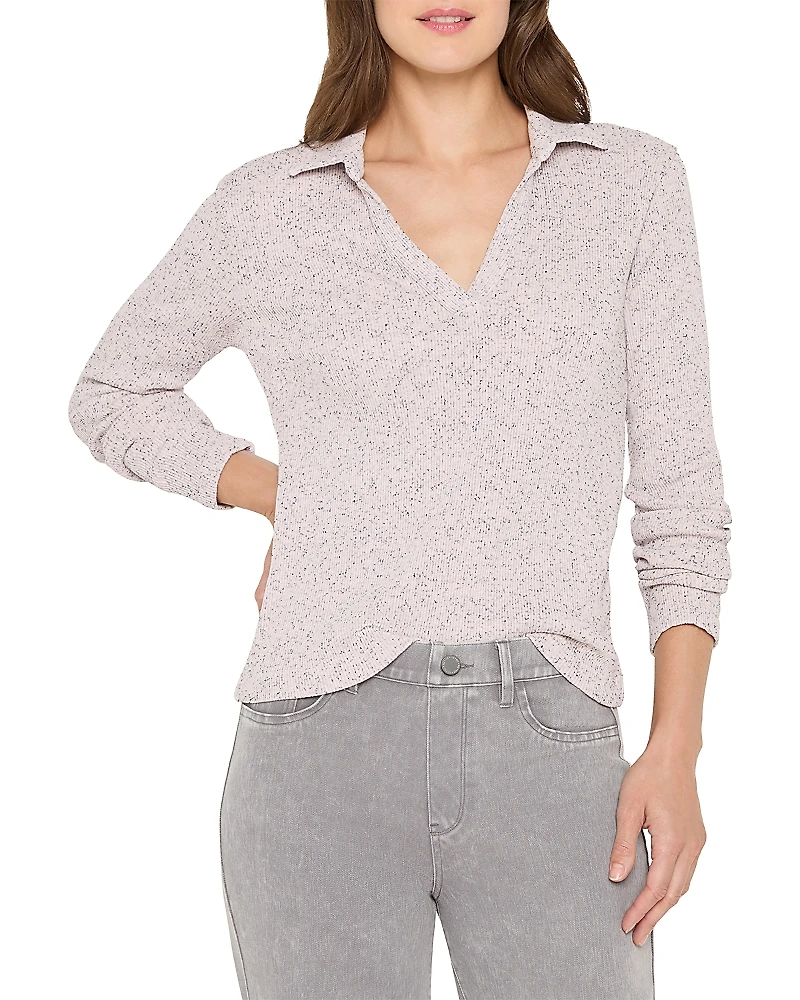 Nzt By Nic+Zoe Rib Long Sleeve Polo Top