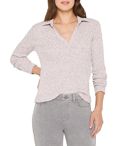 Nzt By Nic+Zoe Rib Long Sleeve Polo Top