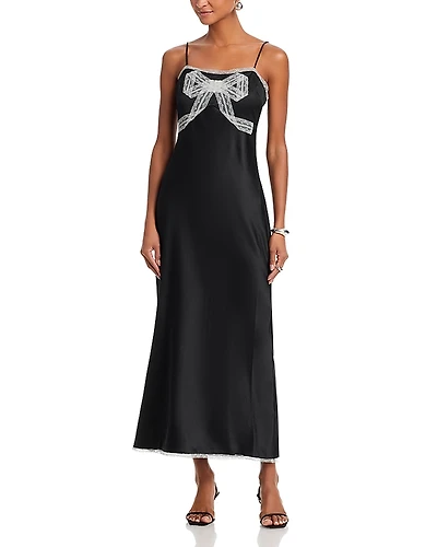 LoveShackFancy Isolie Lace Bow Crepe Maxi Dress