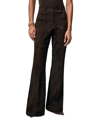 Reiss Petite Suede Flare Leg Pants