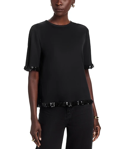 Kobi Halperin Leo Silk Blend Sequin Fringe Top