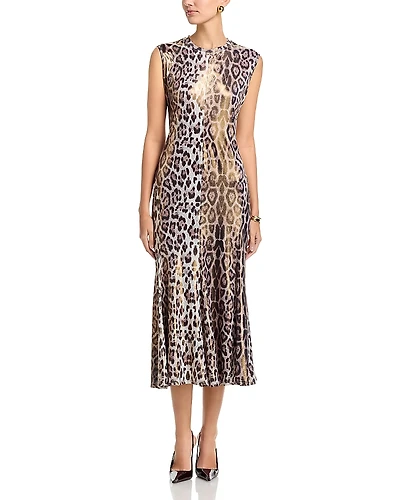 Nancy Yang Leopard Fitted Maxi Dress