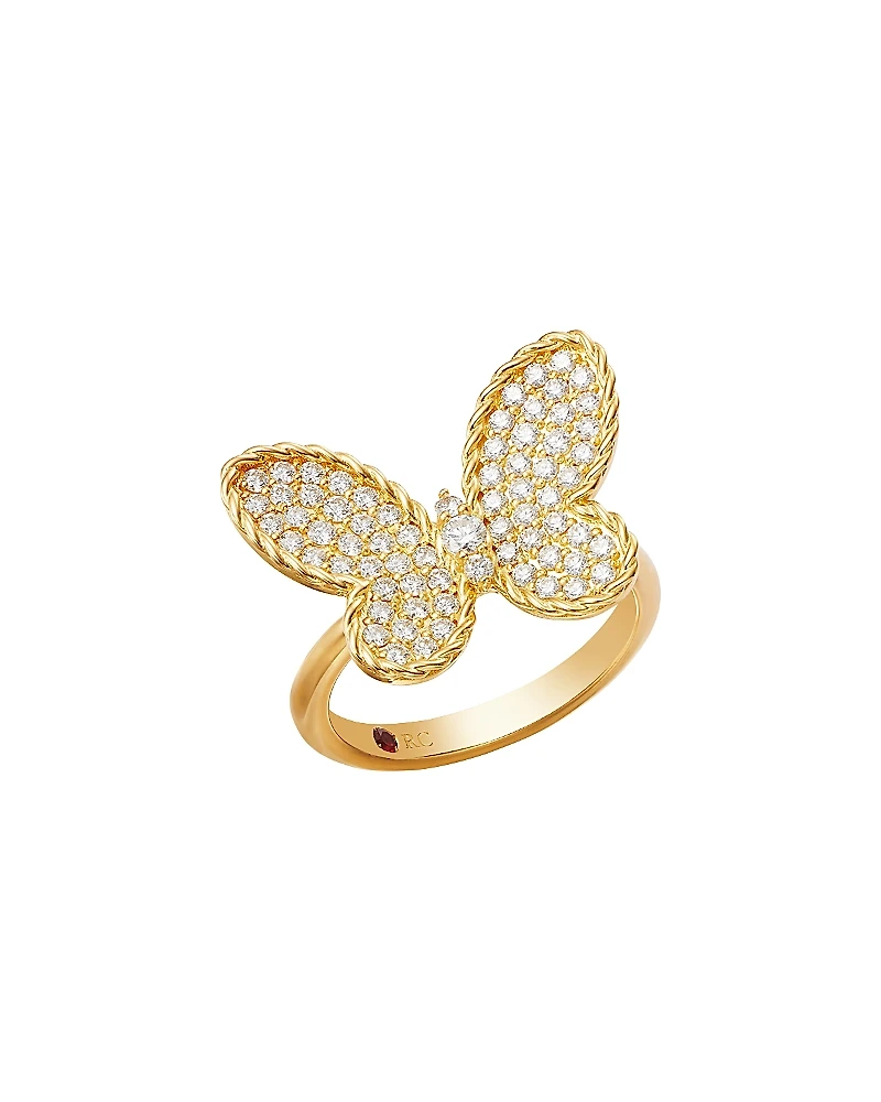 Roberto Coin 18K Yellow Gold Diamond Pave Butterfly Jasmine Ring