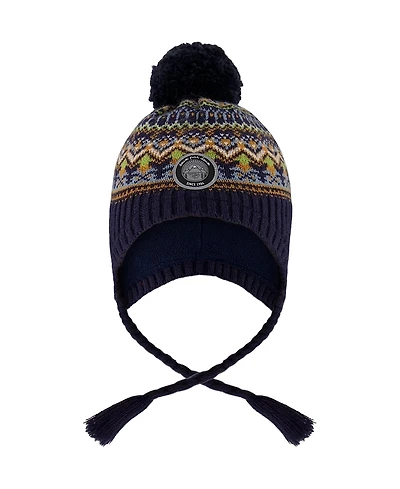 Deux par Boys' Lined Peruvian Knit Hat with Pompom - Little Kid, Big Kid