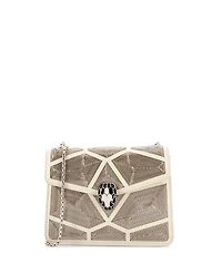 Pre-Owned Bvlgari Mini Serpenti Forever Square Shoulder Bag Chain Embellished Leather