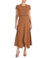 Santorelli Johanna Mix Media Cap Sleeve Midi Dress