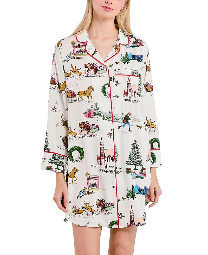 Katie Kime Holiday Toile Sleep Shirt