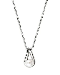 John Hardy Sterling Silver Surf Cultured Freshwater Pearl Open Pendant Necklace, 18-20