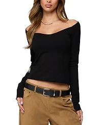 Edikted Nattie Off Shoulder V Neck Top
