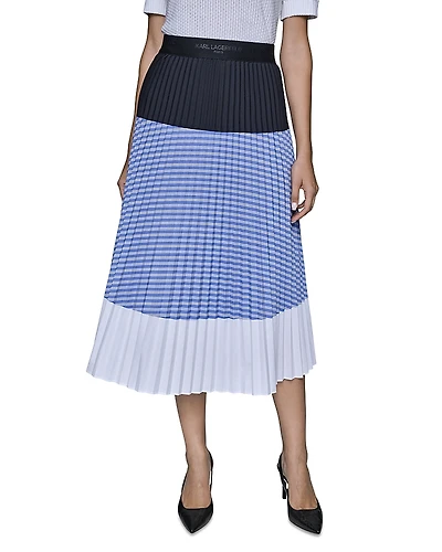 Karl Lagerfeld Paris Colorblock Pleated Midi Skirt