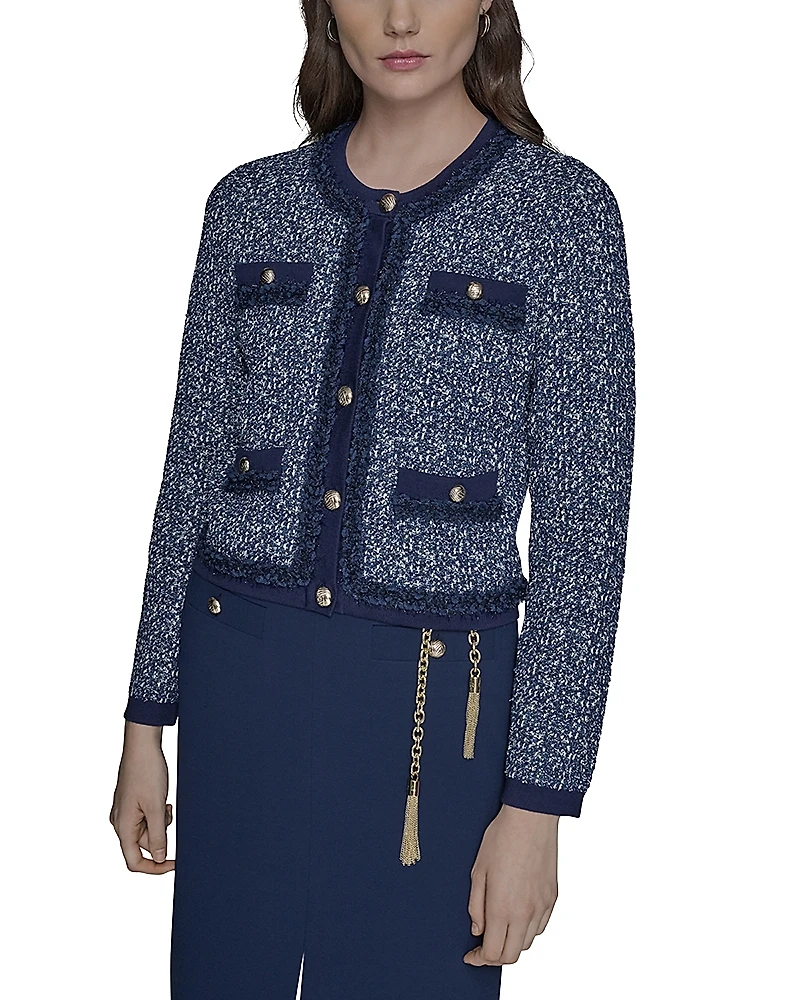 Karl Lagerfeld Paris Ruffle Trim Cardigan