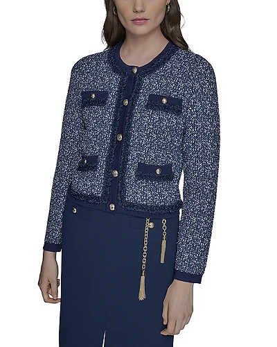 Karl Lagerfeld Paris Ruffle Trim Cardigan