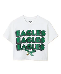 Junk Food Clothing Women's Nfl Philadelphia Eagles Repeat Glitter Flea Market Crop Tee