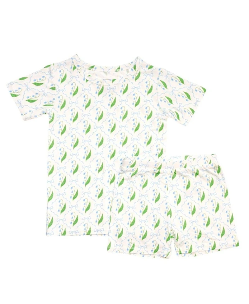 Motette Girls' Bluebell Bows Pajama Set - Baby, Little Kid