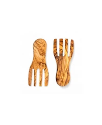 Gharyan Stoneware Natural Olive Wood Serving Forks, Set of 2