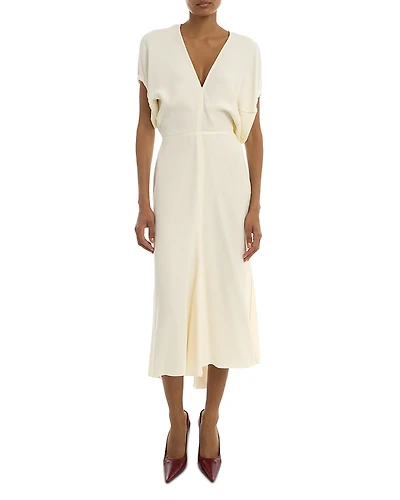 Victoria Beckham Blouson Detail Midi Dress