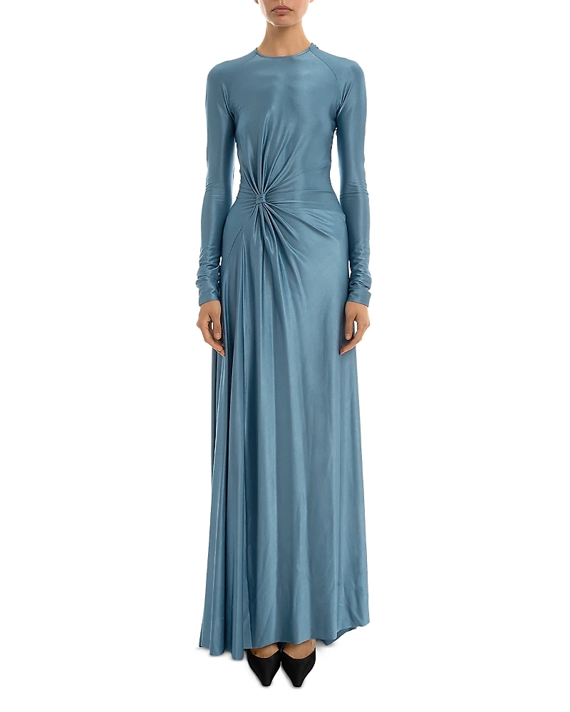 Victoria Beckham Long Sleeve Twist Detail Gown